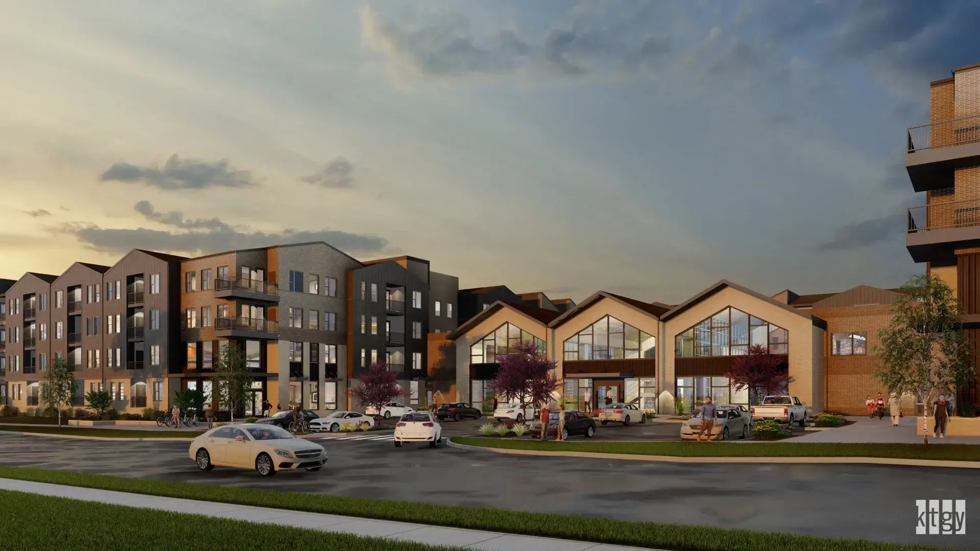 Main community and leasing entrance at The Benedict apartments in Littleton, CO