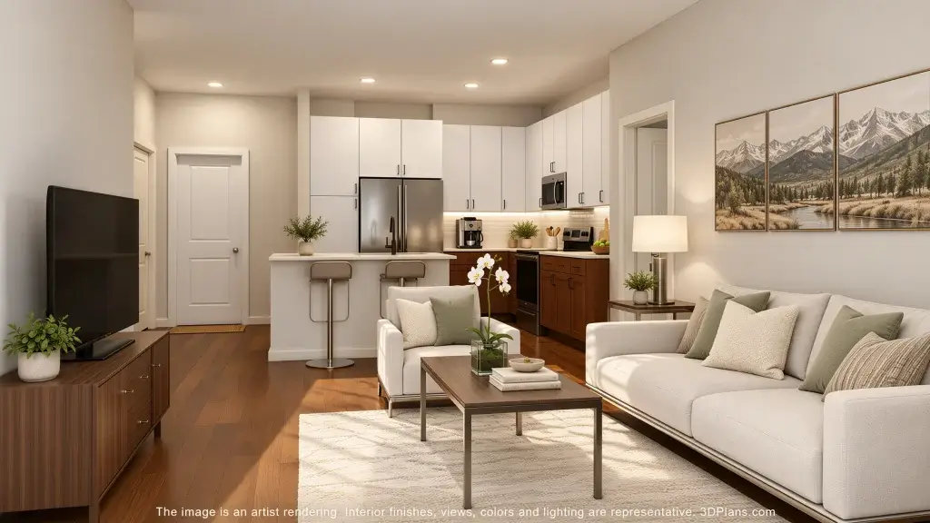 elevated luxury living and kitchen